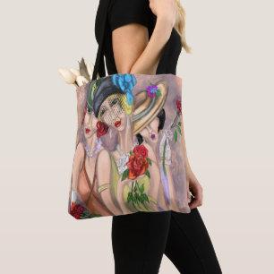 Moderne Ladys mit Rose Totbeutel