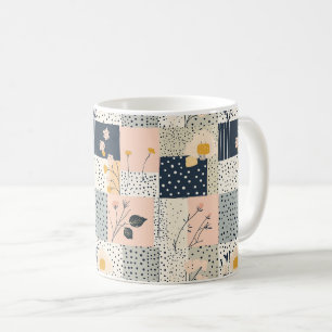 Moderne Landhaus-Blumenpatchwork in Rosé und Blau Kaffeetasse
