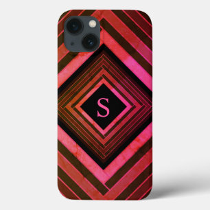 Moderne ländliche rosa geometrische Monogramme Case-Mate iPhone Hülle