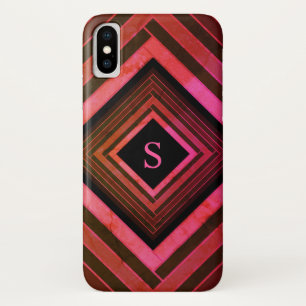 Moderne ländliche rosa geometrische Monogramme Case-Mate iPhone Hülle