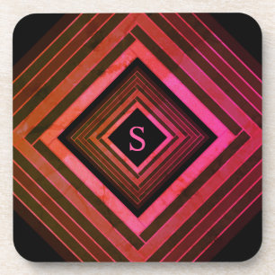 Moderne ländliche rosa geometrische Monogramme Getränkeuntersetzer