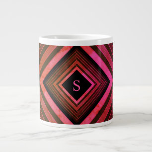 Moderne ländliche rosa geometrische Monogramme Jumbo-Tasse