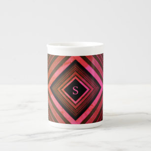 Moderne ländliche rosa geometrische Monogramme Prozellantasse