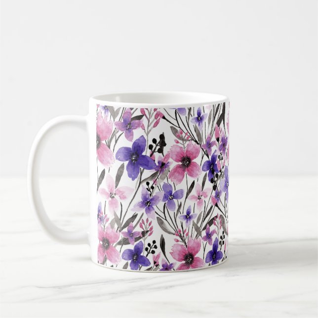 Moderne Landrosa Lila Blumenfarbe Kaffeetasse (Links)
