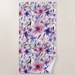 Moderne Landrosa Lila Blumenfarbe Strandtuch