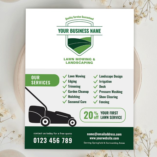 Moderne Landschaftsbau-Rasenmäher-Vermarktung Flyer (Modern Landscaping Lawn Mowing Marketing Flyer)