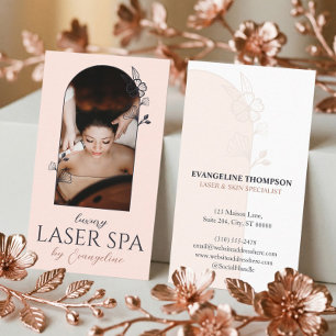 Moderne Laser-Spezialistin Florale Rose Arch Foto Visitenkarte