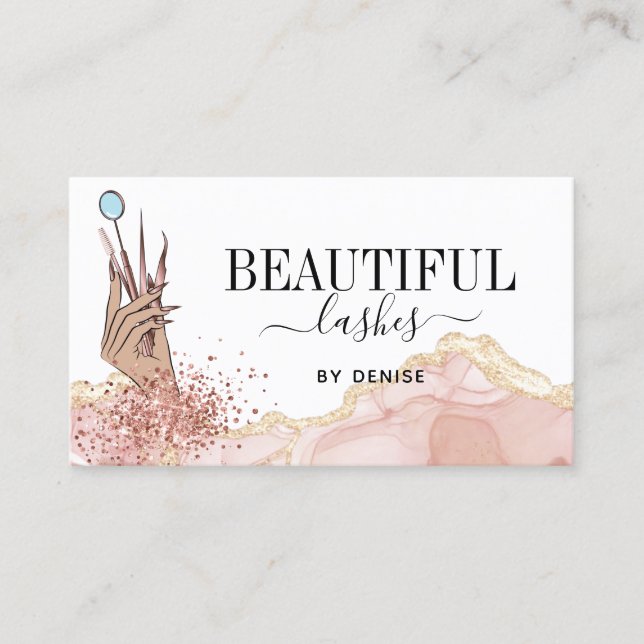 Moderne Lasertechnikerin handglitzernde Busin Visitenkarte (Vorderseite)