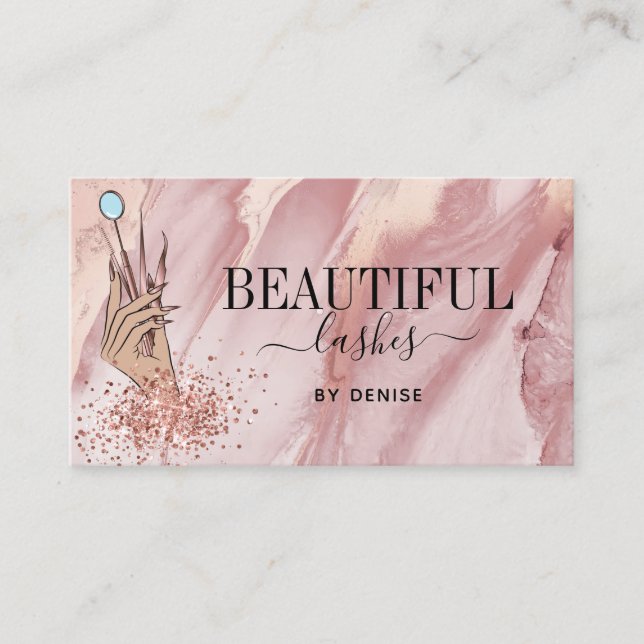 Moderne Lasertechnikerin handglitzernde Busin Visitenkarte (Vorderseite)