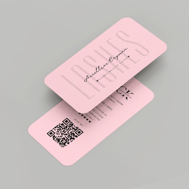 Moderne Lash Lashes Schönheitssalon Pink Monogram Visitenkarte (Modern Lash Lashes Beauty Salon Pink Monogram Business Card
)
