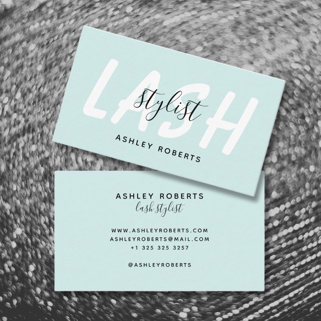 Moderne lash Stylist aqua blue Visitenkarte (Von Creator hochgeladen)