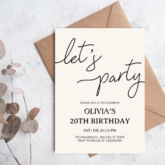 Moderne Lass uns feiern 20. Geburtstag Einladung