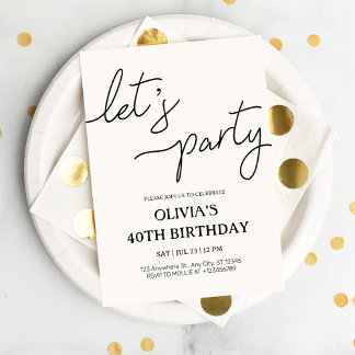 Moderne Lass uns feiern 40. Geburtstag Einladung