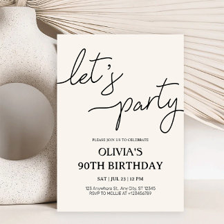 Moderne Lass uns feiern 90. Geburtstag Einladung