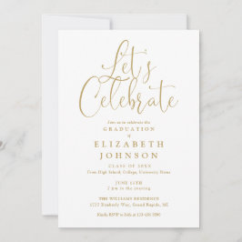 Moderne Lasse Celebrate Gold Script Graduation Par Einladung
