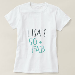 Moderne Lässig Türkis Schwarz 50 Fabulous Geburtst T-Shirt