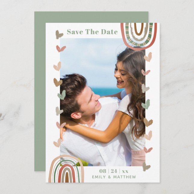 Moderne Lässige Boho Wedding Verlobt Save The Date (Vorne/Hinten)