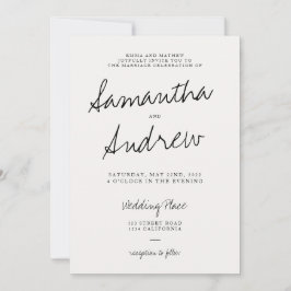 Moderne lässige Hochzeit der Elfenbeintypografie Einladung
