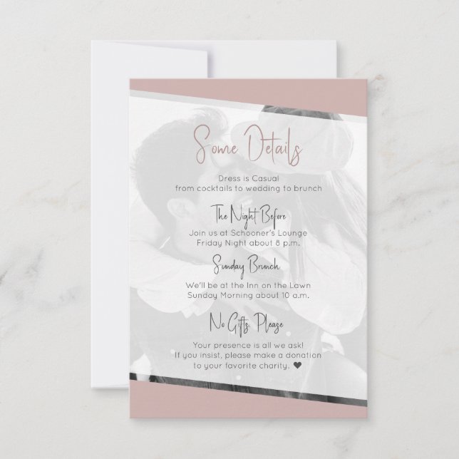 Moderne Lässige Hochzeitstorte - Einzelheiten zur  RSVP Karte (Vorderseite)