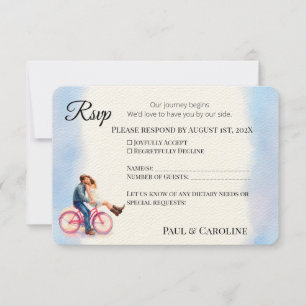 Moderne Lässige RomantikHochzeitskuppel Wasserfarb RSVP Karte