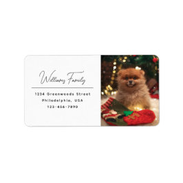 Moderne Lässige Script Dog Weihnachten Rücksendead Adressaufkleber