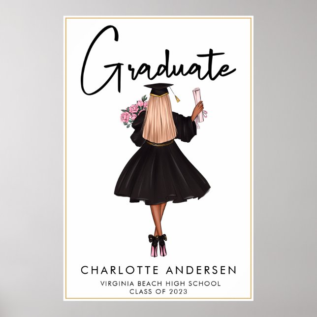 Moderne Lässige Script Graduate Class of 2023 Post Poster (Vorne)