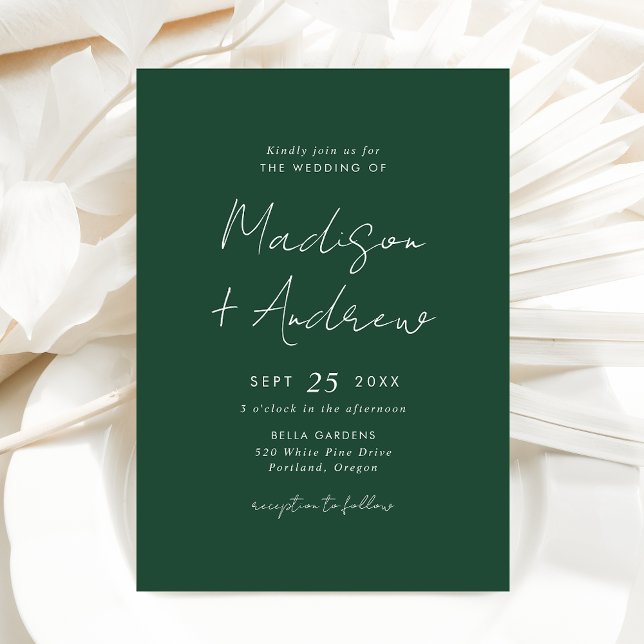Moderne Lässige Script-Grüne Hochzeit Einladung (Von Creator hochgeladen)