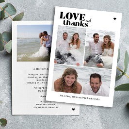 Moderne lässige Typografie 4 Foto Collage Hochzeit Dankeskarte
