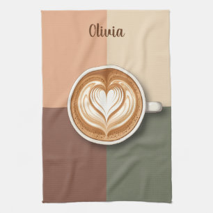 Moderne Latte Art Herz  Geschirrtuch