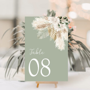Moderne Laubgrüne Hochzeit Tischnummer