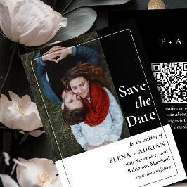 Moderne, launische Foto-Save-the-Date-Karte mit QR Save The Date