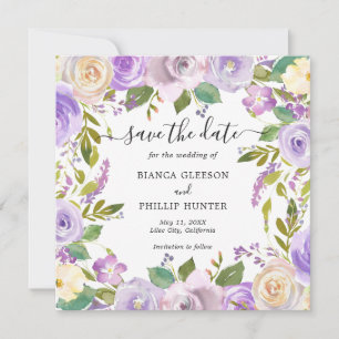 Moderne Lavendel-Blumen-Hochzeit Elegant Save The Date