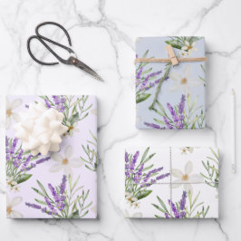 Moderne Lavendel-Blumenhochzeit Geschenkpapier Set