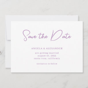 Moderne Lavendel-Hochzeitsschrift Save The Date