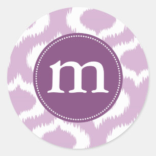 Moderne Lavendel Ikat Diamanten personalisiert Runder Aufkleber
