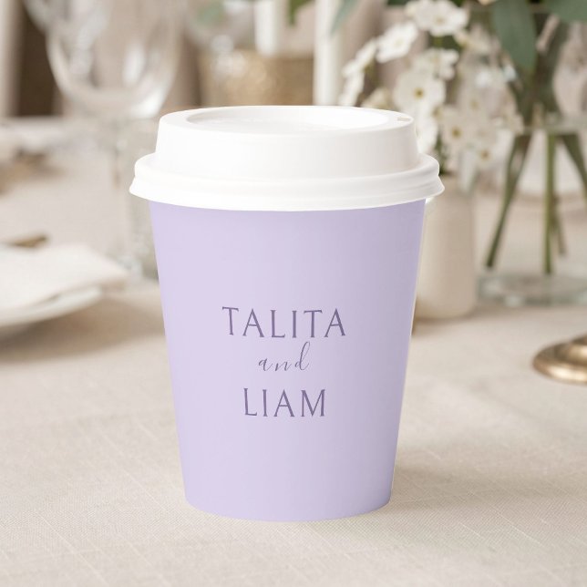 Moderne Lavendel-Minimalist-Hochzeit Pappbecher (Von Creator hochgeladen)