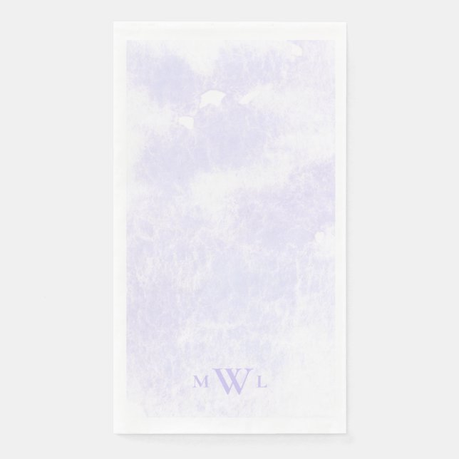 Moderne Lavendel-Monogramm-Splash-Hochzeit Serviette (Vorderseite)