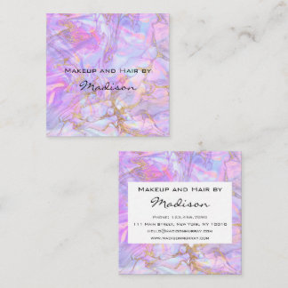 Moderne Lavendel-Rosa-Gold-Marmor-Makeup-Artistin Quadratische Visitenkarte