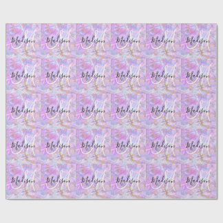 Moderne Lavendel-Rosa Marmor Gold Monogramm Name Geschenkpapier