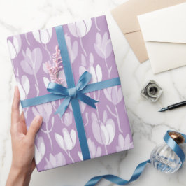 Moderne Lavendel-Tulpe Weiße Blumengestaltung Geschenkpapier