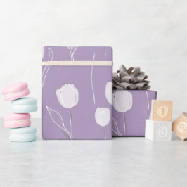 Moderne Lavendel-Tulpe Weiße Blumengestaltung Geschenkpapier
