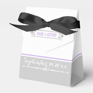 Moderne Lavendelhochzeit, grau, weiß Geschenkschachtel