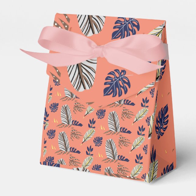 Moderne Leaf Muster Hochzeitsmaterial & Party Geschenkschachtel (Vorderseite)