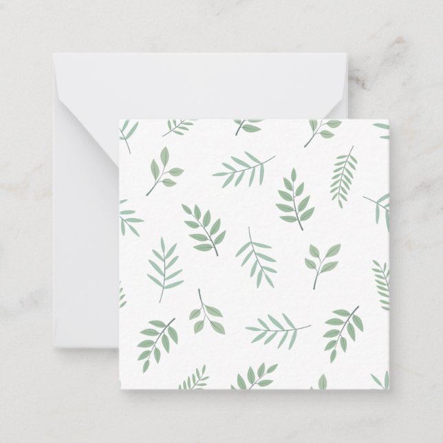 Moderne leaf Print Note Card in Compact Square Siz Mitteilungskarte (Vorderseite)
