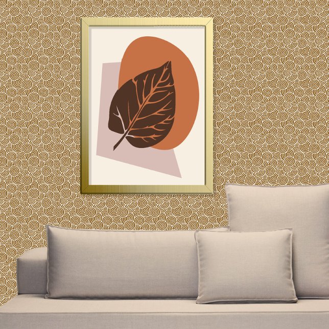 Moderne Leaf Silhouette Braun und Beige Mitte des  Poster (Von Creator hochgeladen)