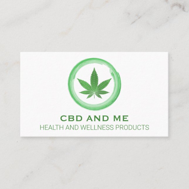 Moderne leaf White CBD Business Card Visitenkarte (Vorderseite)