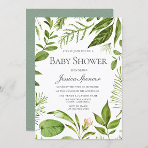 Moderne Leaf Wreath Baby Dusche laden ein Einladung