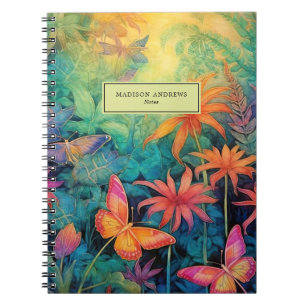 Moderne, lebendige Batik Wasserfarben Notizblock