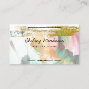 Moderne, lebendige Brush-Strokes & Gold-Glitzer Visitenkarte