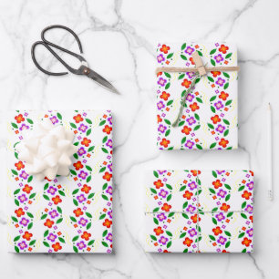 Moderne lebendige florale nahtlose helle Botanik Geschenkpapier Set